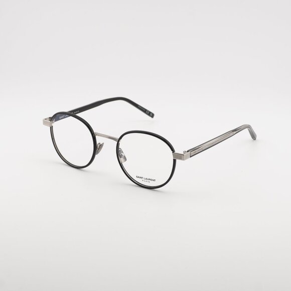 Saint Laurent SL125 001 Eyeglasses Black/Silver 49mm Round Frame